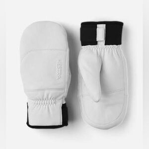HESTRA Women's Omni Army Leather Mitt - 7.0 - White EUC